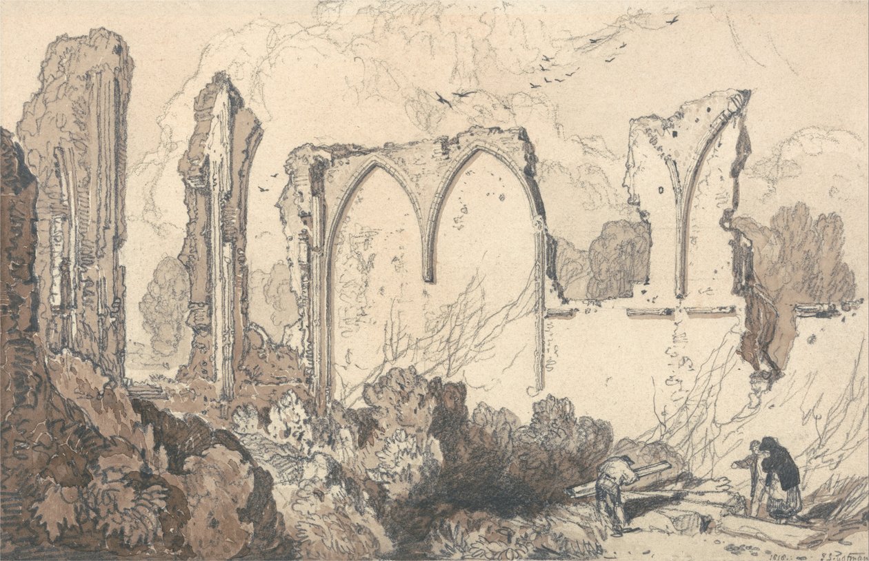 Ruïne achter de Vrije School, Thetford, Suffolk door John Sell Cotman