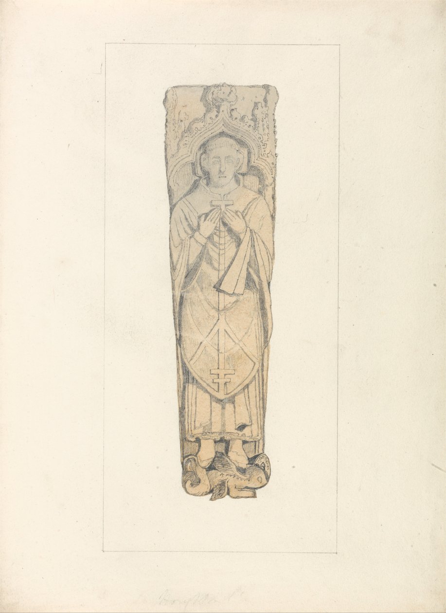 Studie van een deksel van een doodskist op het kerkhof van Houghton, Norfolk door John Sell Cotman