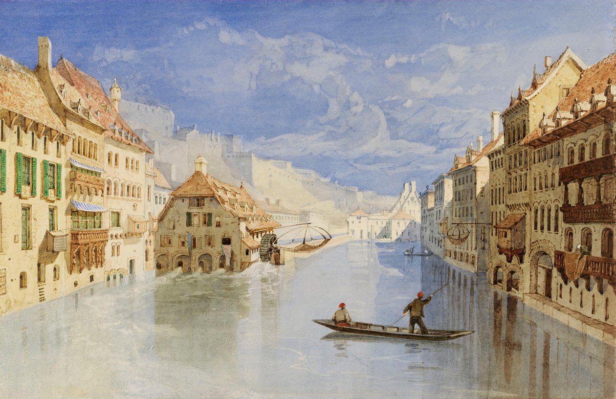 De citadel boven Namen, België, gezien vanaf de Samber door John Sell Cotman