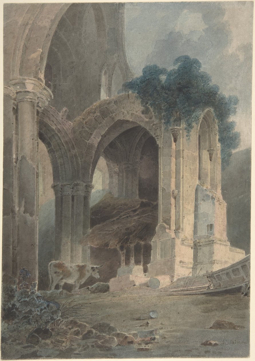 Het oostelijke uiteinde van Rievaulx Abbey, Yorkshire door John Sell Cotman