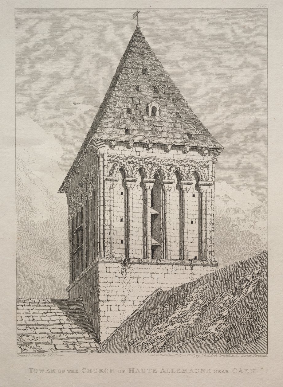Toren van de Kerk van Haute Allemagne bij Caen door John Sell Cotman