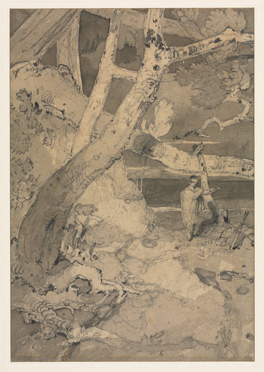 Reiziger in een boslandschap, 1806 door John Sell Cotman