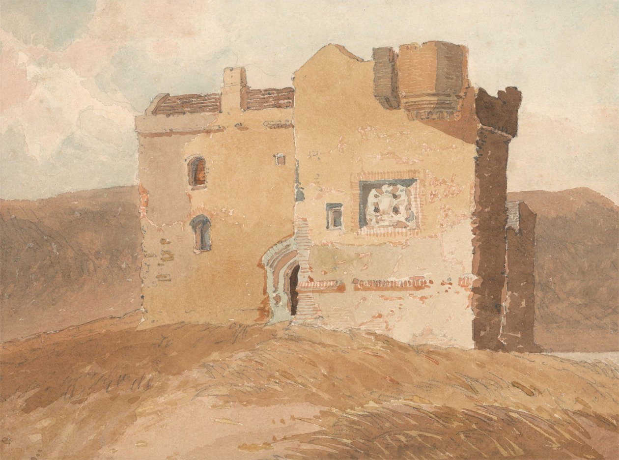Ongeïdentificeerd kasteel, vroeger Clanbury Castle genoemd door John Sell Cotman