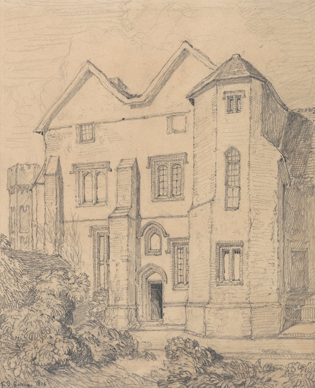 Upwell Rectory, Norfolk door John Sell Cotman