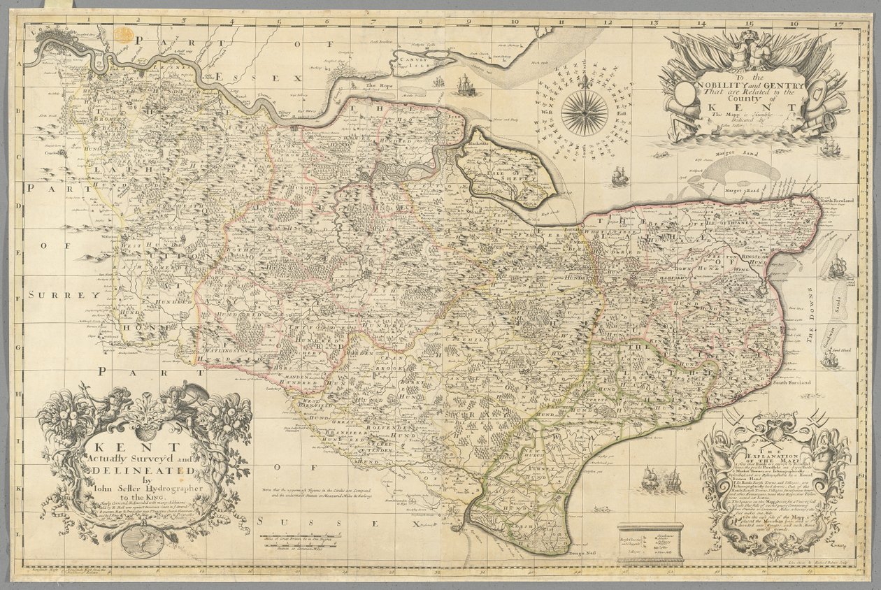 Kent, daadwerkelijk onderzocht en afgebeeld door John Seller, ca. 1680 door John Seller