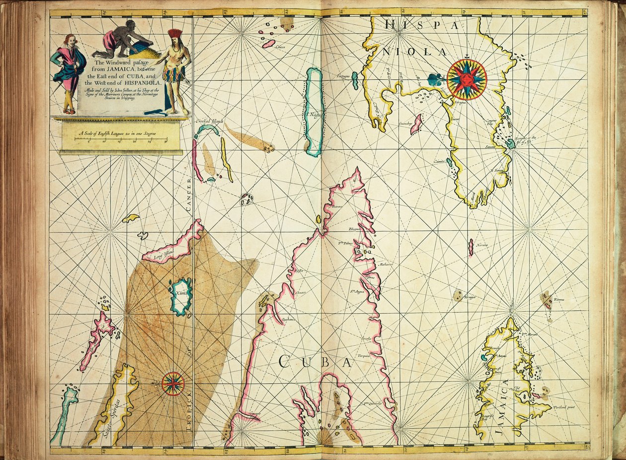 De windward passage van Jamaica, tussen het oostelijke einde van Cuba en het westelijke einde van Hispaniola door John Seller