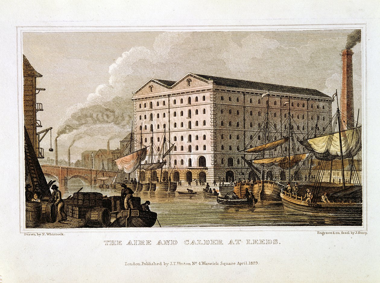 De Aire en Calder Navigatie, Leeds, Yorkshire, 1828 door John Shury