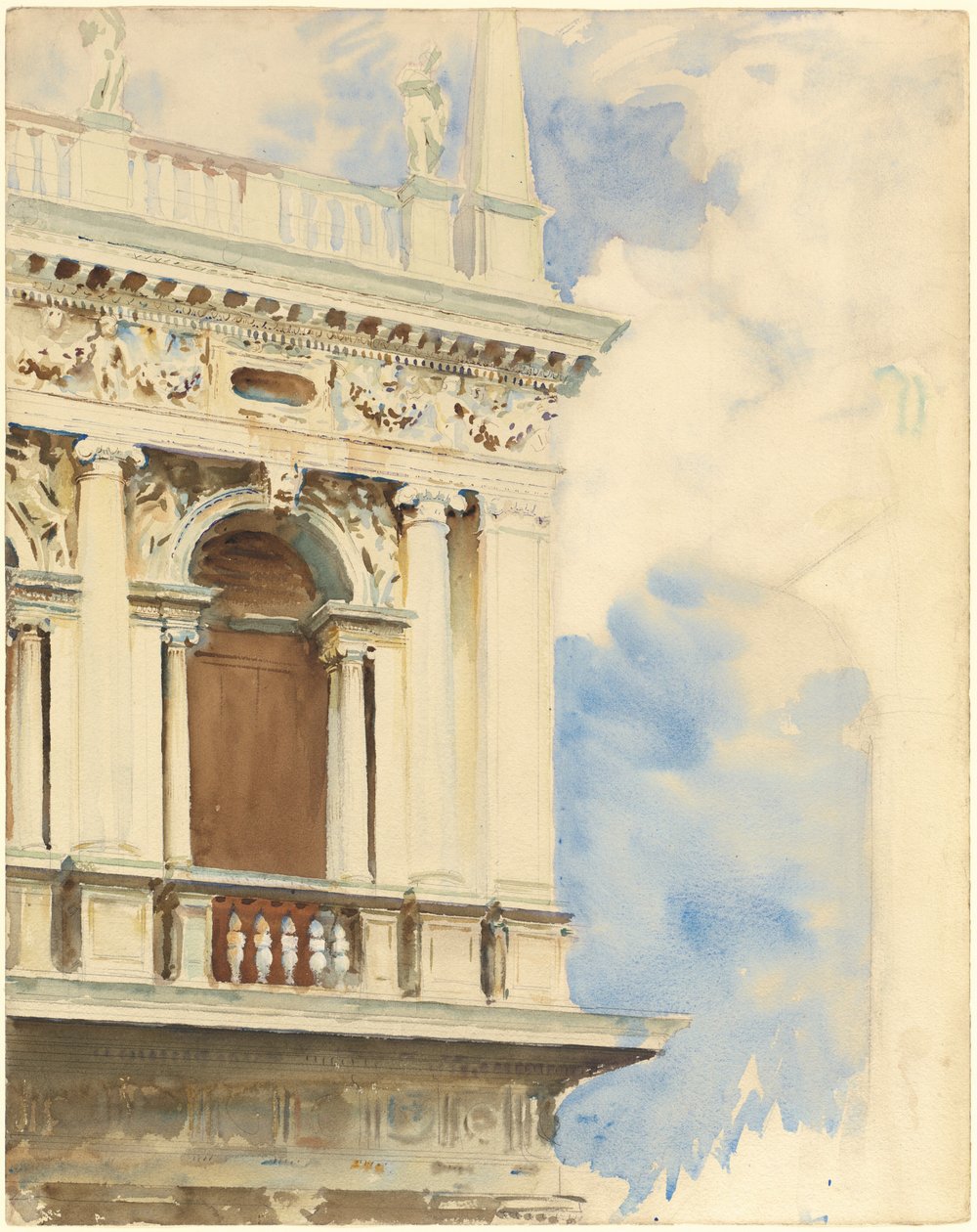 Een hoek van de bibliotheek in Venetië, 1904-1907 door John Singer Sargent