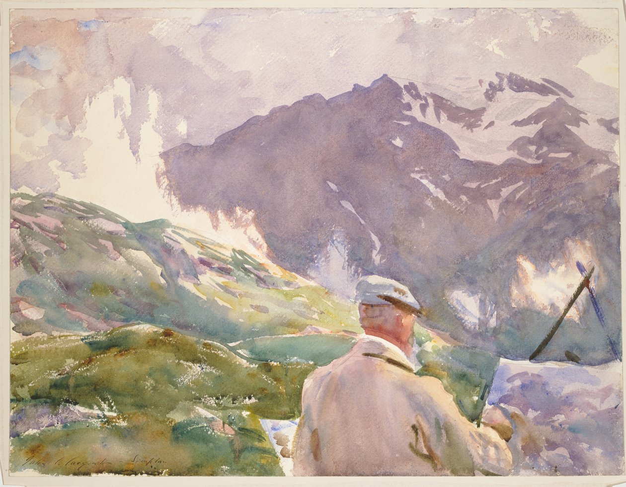 Kunstenaar in de Simplon, ca. 1909-11 (aquarel, grafiet op papier) door John Singer Sargent