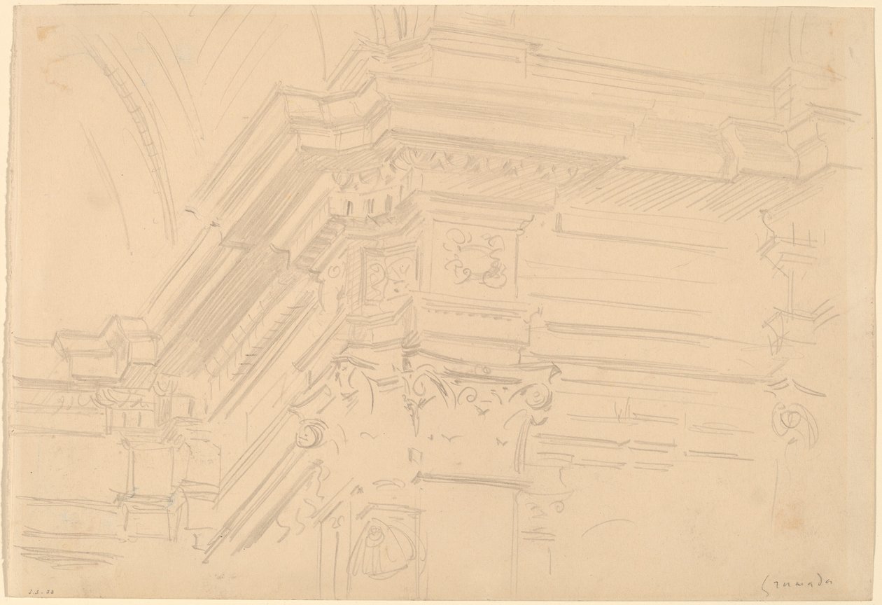 Capilla Real Entablature, Granada, 1912 door John Singer Sargent