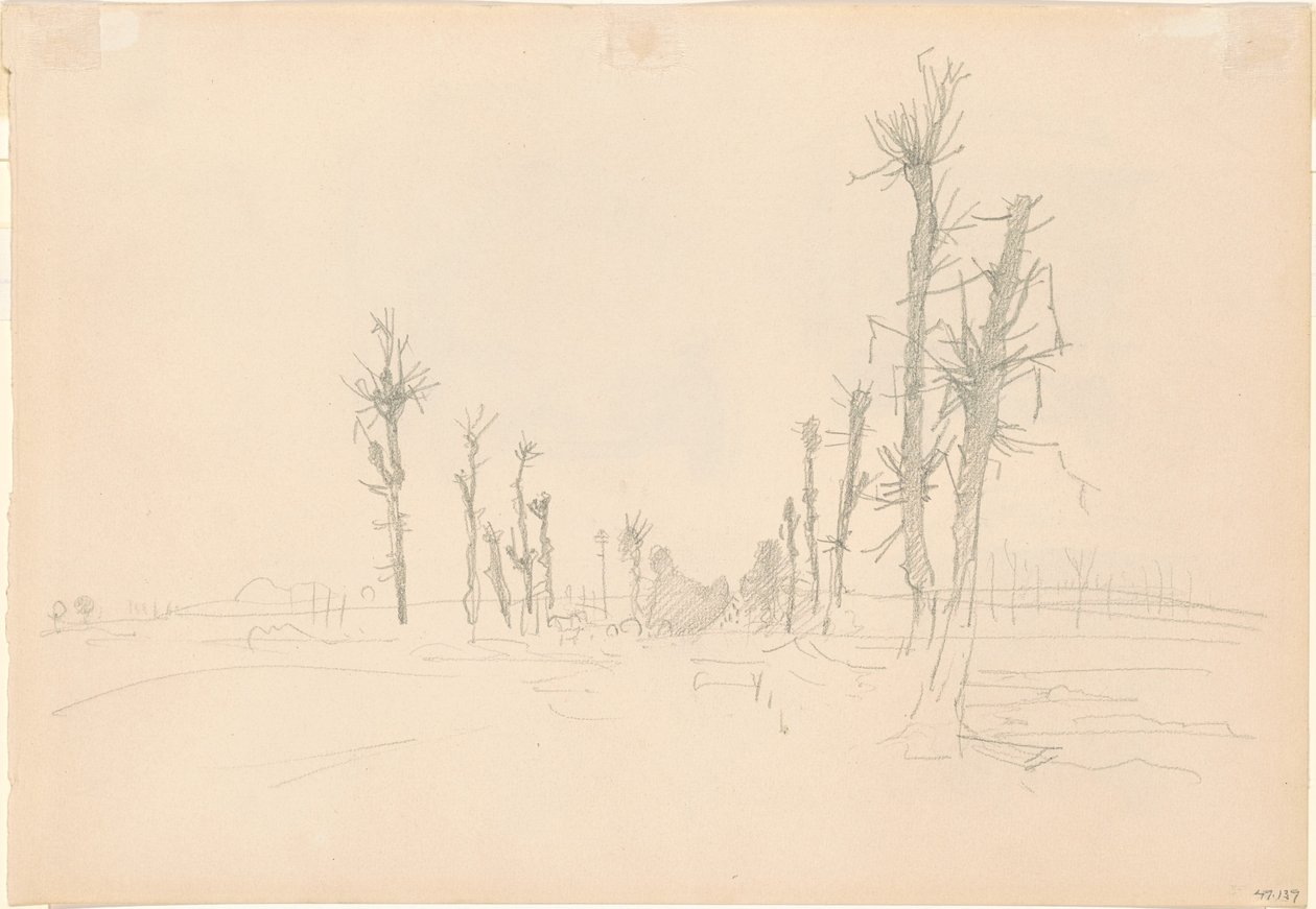 Verwoest Landschap [verso] door John Singer Sargent