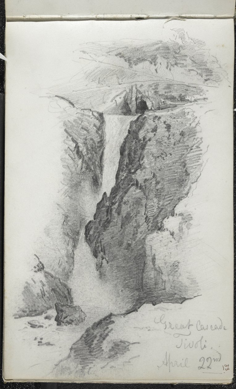 Grote Waterval, Tivoli, Italië, 22 april 1869 door John Singer Sargent