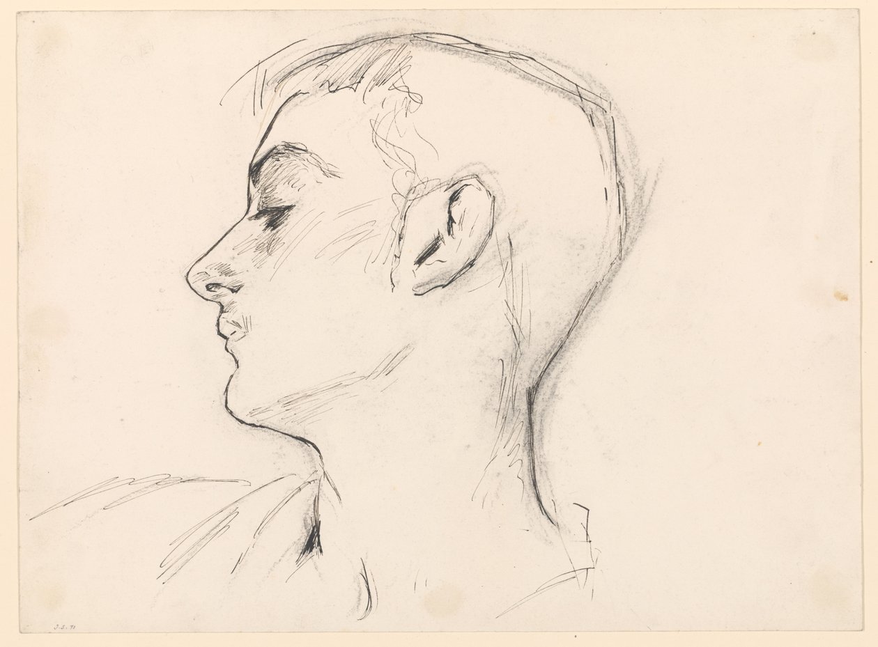 Kop van een jonge man (Albert de Belleroche) in profiel door John Singer Sargent