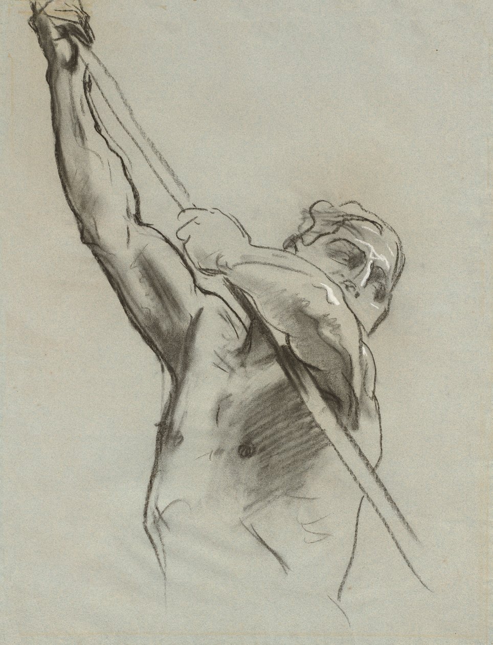 Mannelijke Torso met Stok, 1890-1900 door John Singer Sargent