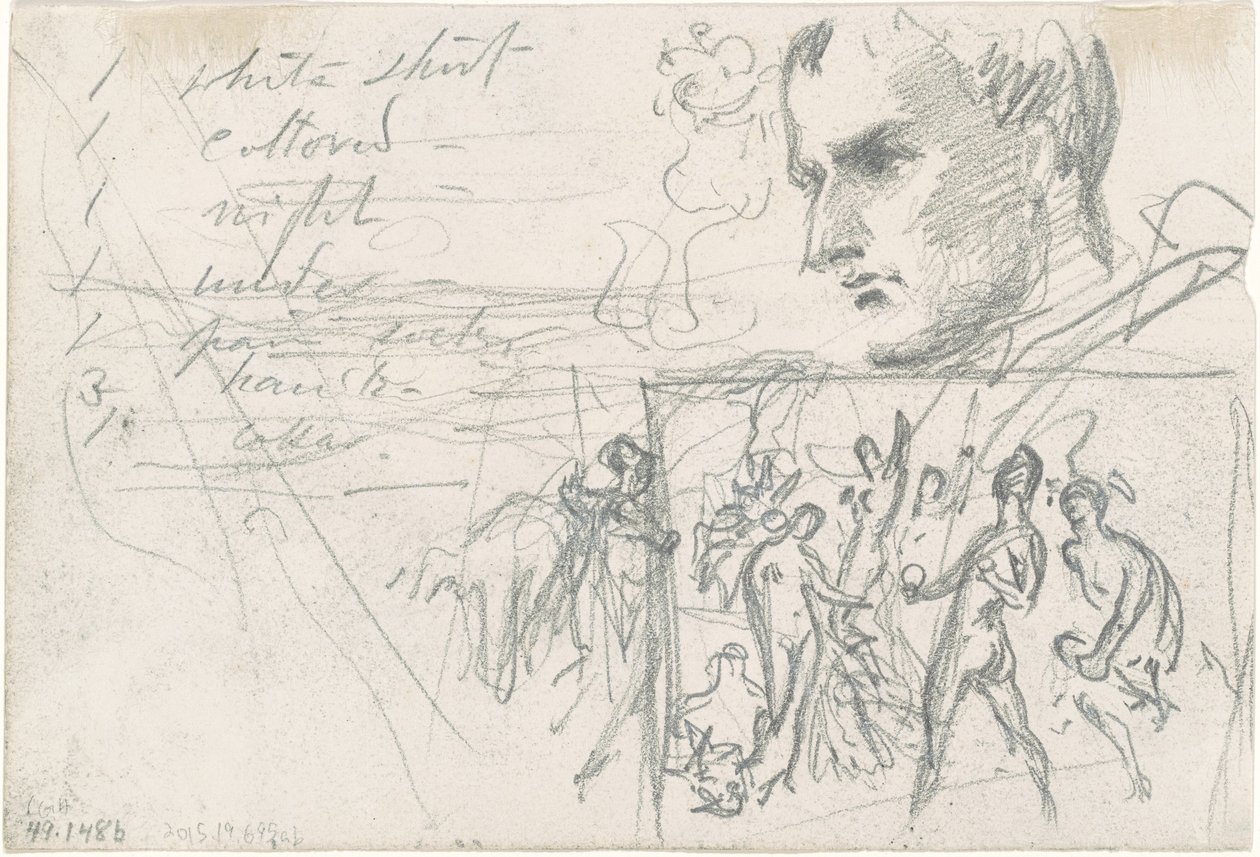 Napoleontisch Hoofd en Oordeel van Parijs (verso) door John Singer Sargent