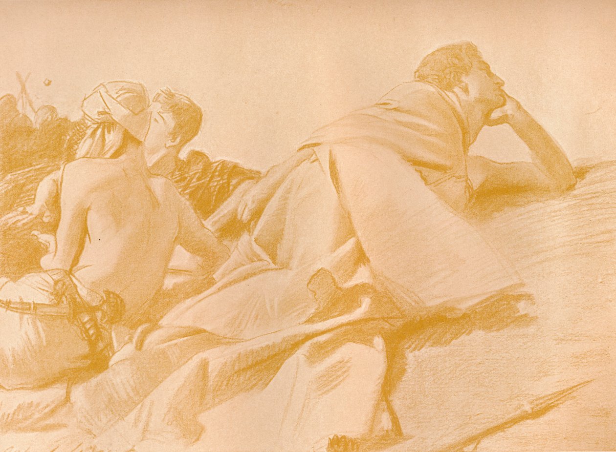 Liggende Figuren David in Sauls Kamp, ca. 1905 door John Singer Sargent