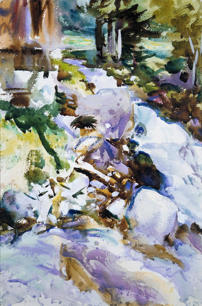 Snelstromende Beek, c.1904-11 door John Singer Sargent
