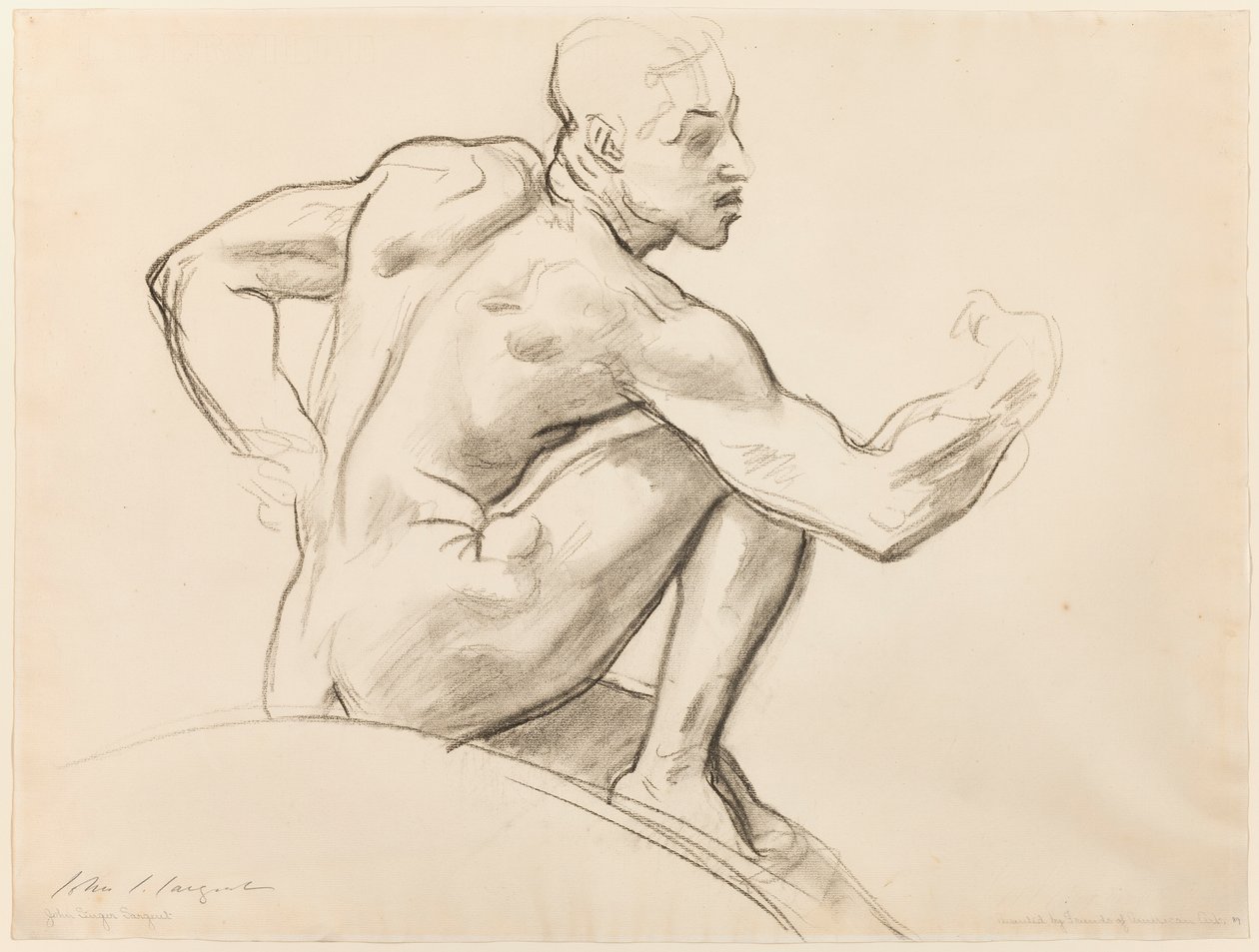 Zittend mannelijk naakt door John Singer Sargent