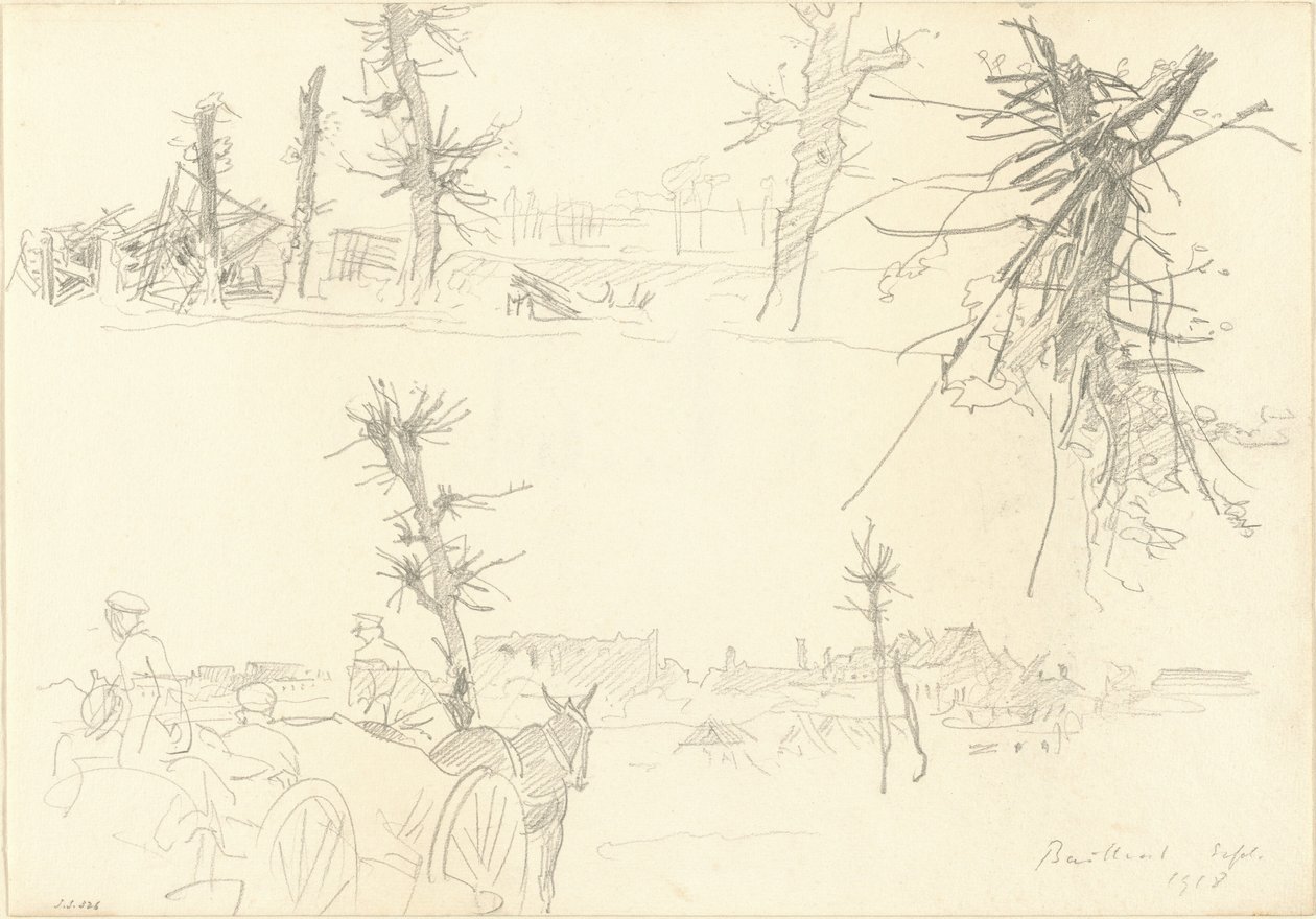 Soldaten in een Verwoest Landschap [recto], 1918 door John Singer Sargent