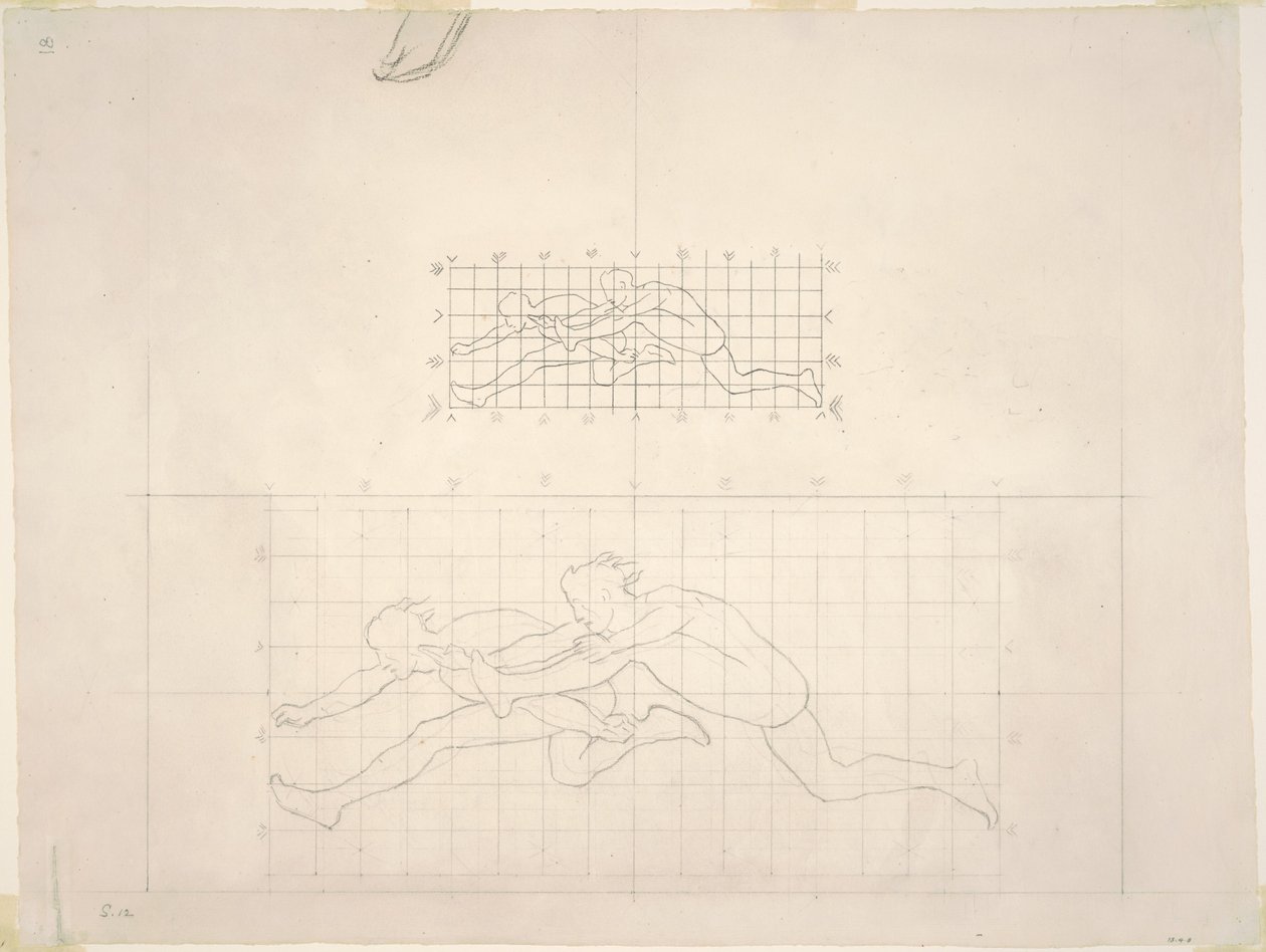 Studies voor twee klassieke mannelijke figuren die springen door John Singer Sargent
