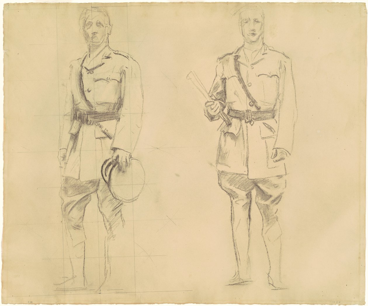 Studies van generaals Plumer en Haig voor generaals van de Eerste Wereldoorlog [recto], 1920-1922 door John Singer Sargent