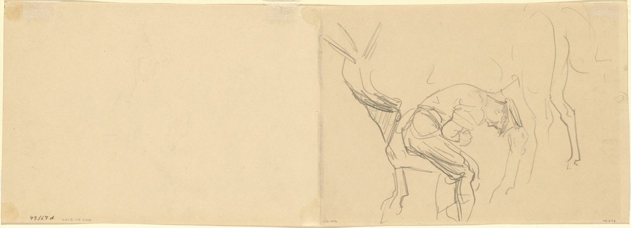 Studie voor "Paarden Beslaan aan het Front" [verso] door John Singer Sargent