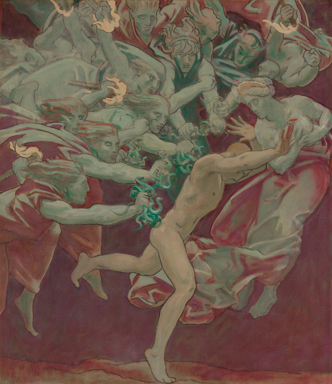 Studie voor het Museum of Fine Arts, Boston, Muurschilderingen: Orestes en de Furiën door John Singer Sargent