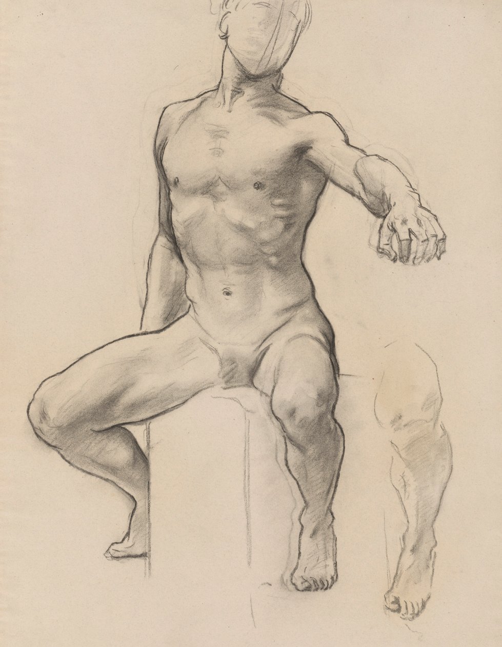 Studie van Perseus voor Perseus op Pegasus die Medusa doodt, muurschildering, trap, Museum of Fine Arts, Boston door John Singer Sargent