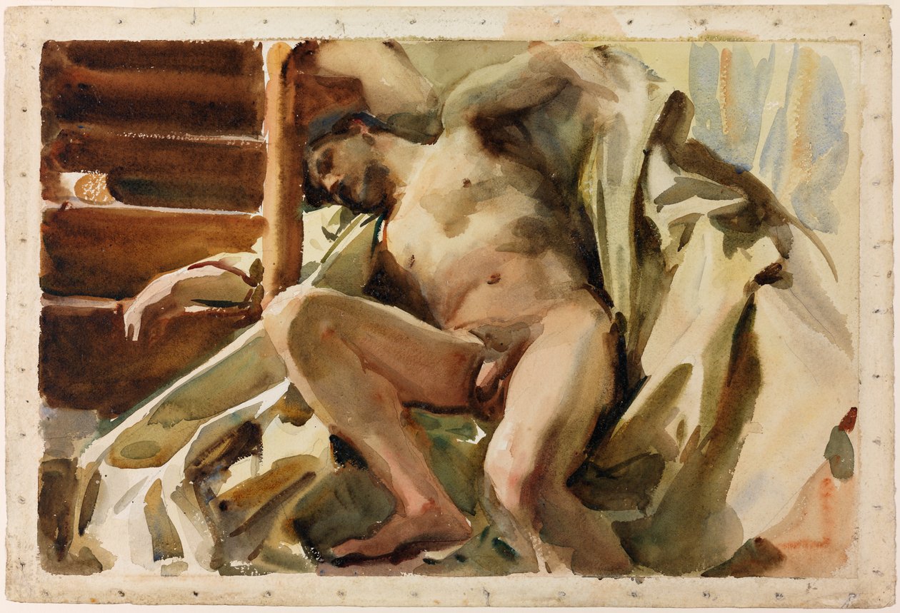 Studie van een liggende mannelijke naakt door John Singer Sargent