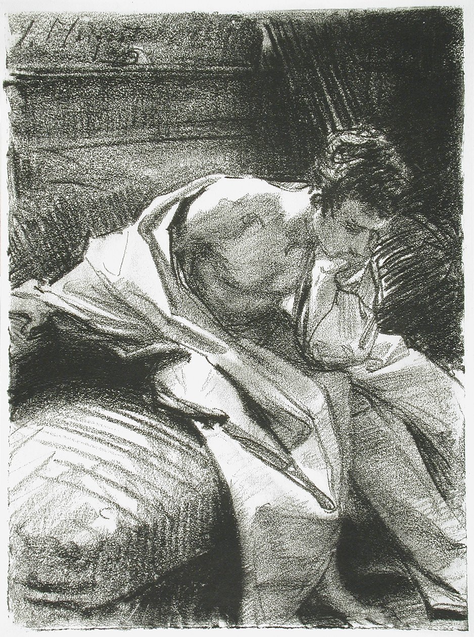 Studie van een Zittende Jonge Man, 1895 door John Singer Sargent