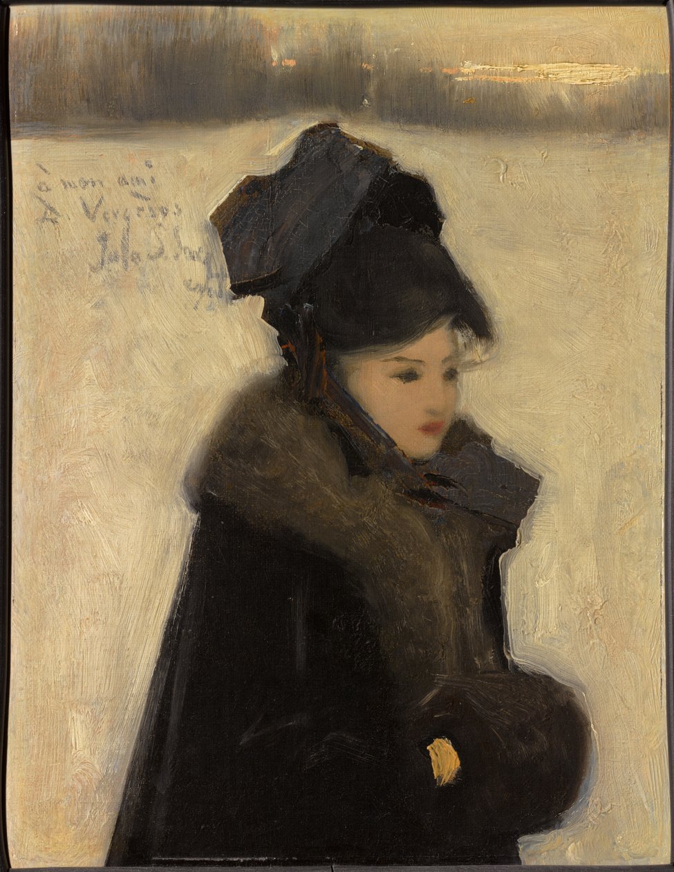 Vrouw met bont door John Singer Sargent