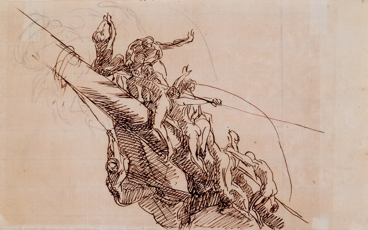 Figuren die zich vastklampen aan wrakstukken, c.1785-86 door John Singleton Copley