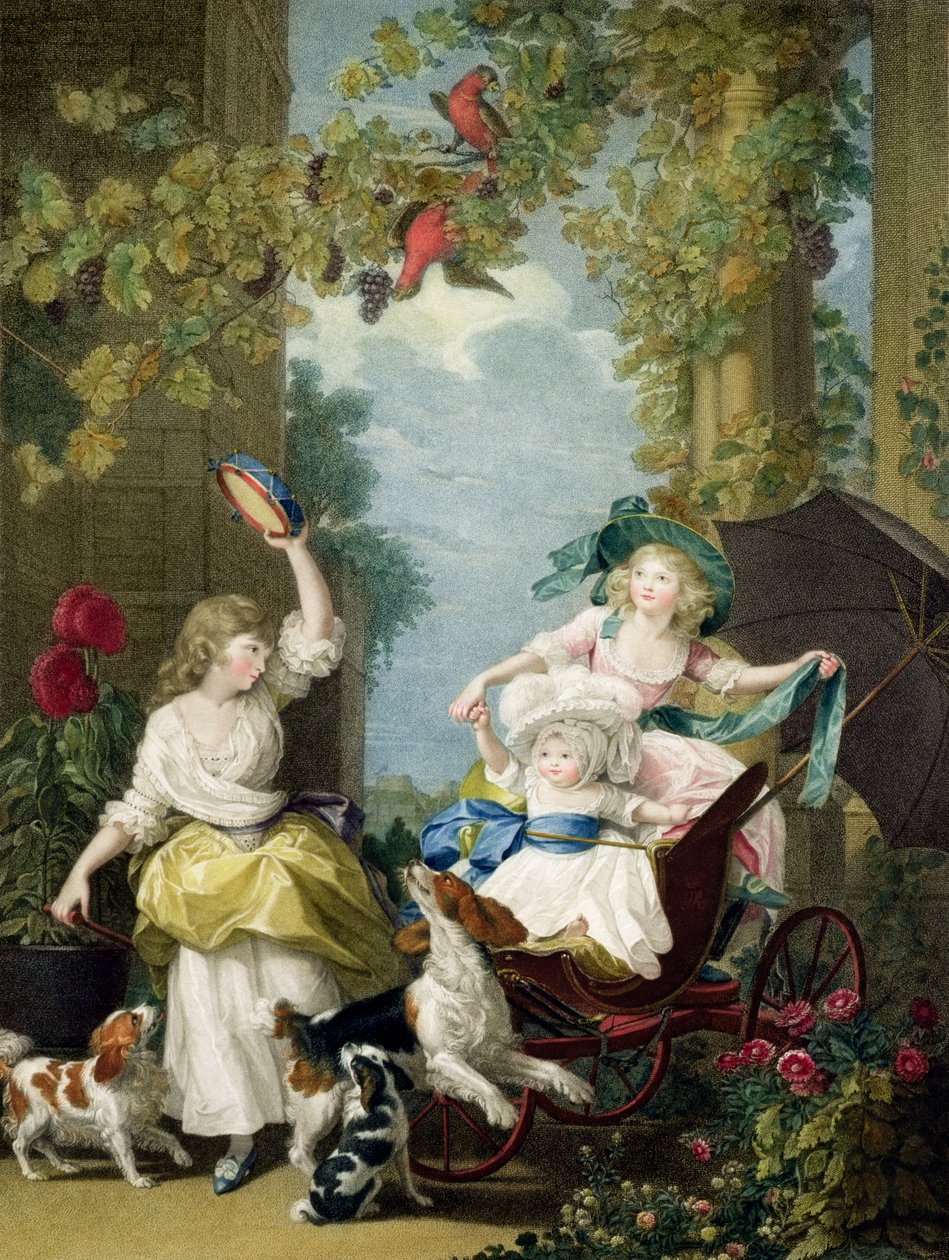 Hun Koninklijke Hoogheden de Prinsessen Mary (1776-1857), Sophia (1777-1848) en Amelia (1783-1810), gegraveerd door Francesco Bartolozzi (1727-1815), uitgegeven door de kunstenaar, 1792 (stippelgravure) door John Singleton Copley
