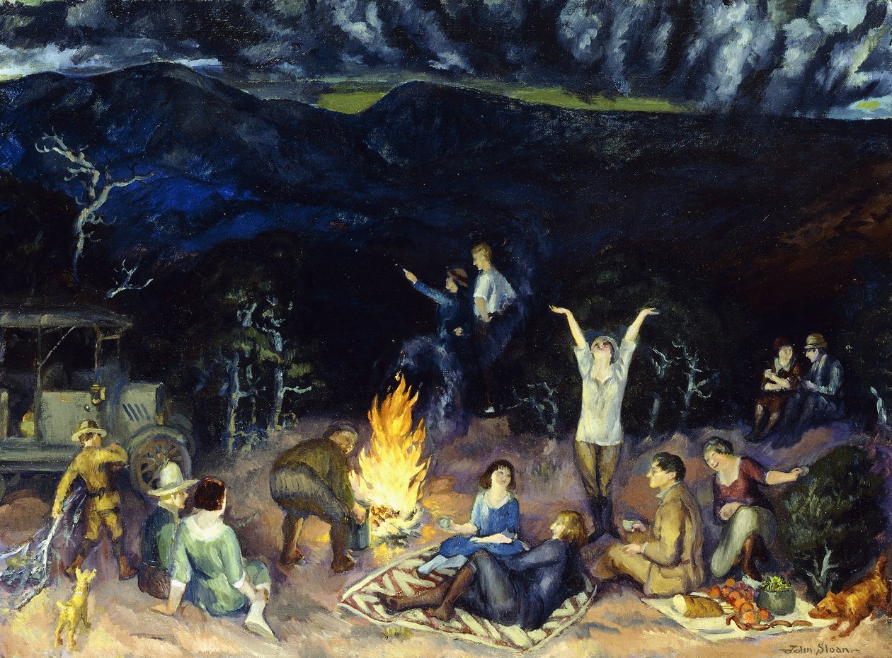 Picknick op de heuvel door John French Sloan