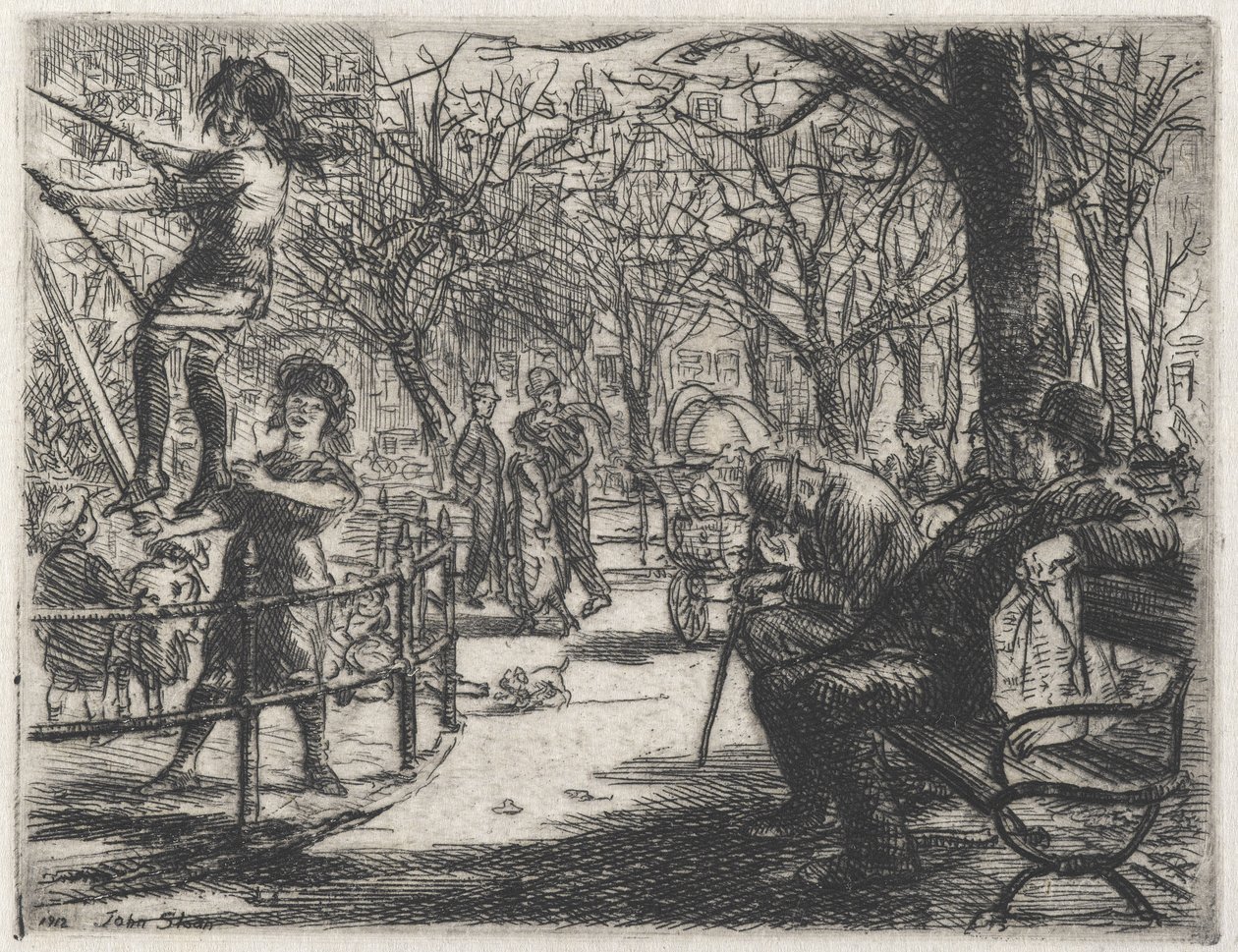 Schommelen op het Plein door John French Sloan