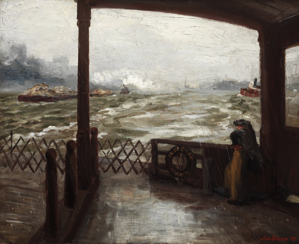 Wake van de veerboot, nr. 1 door John French Sloan