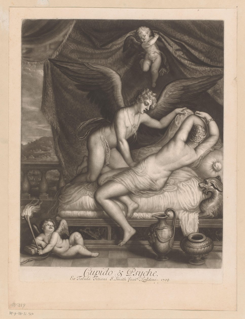Cupido en Psyche op bed door John Smith