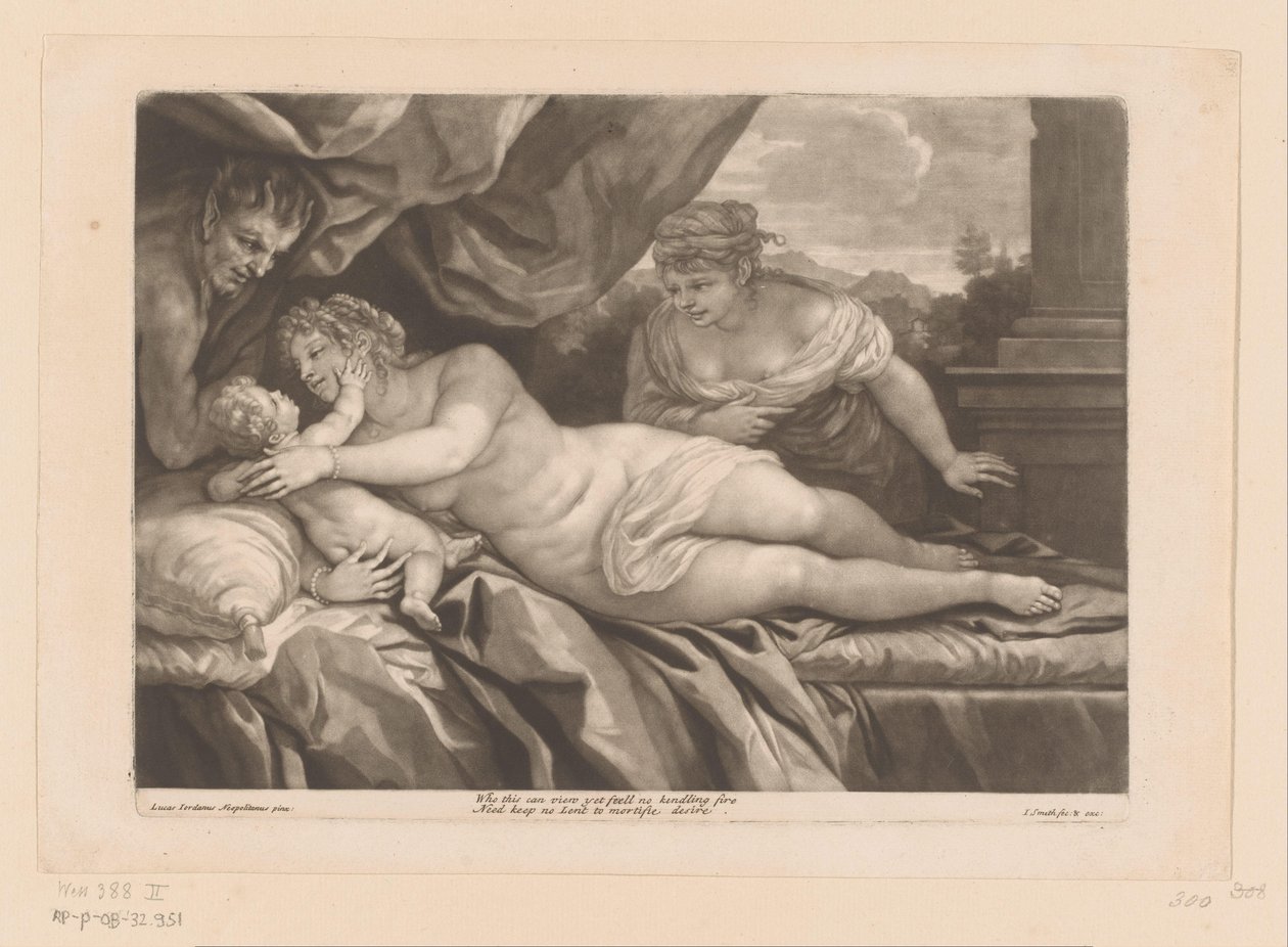 Venus met cupido en een sater door John Smith