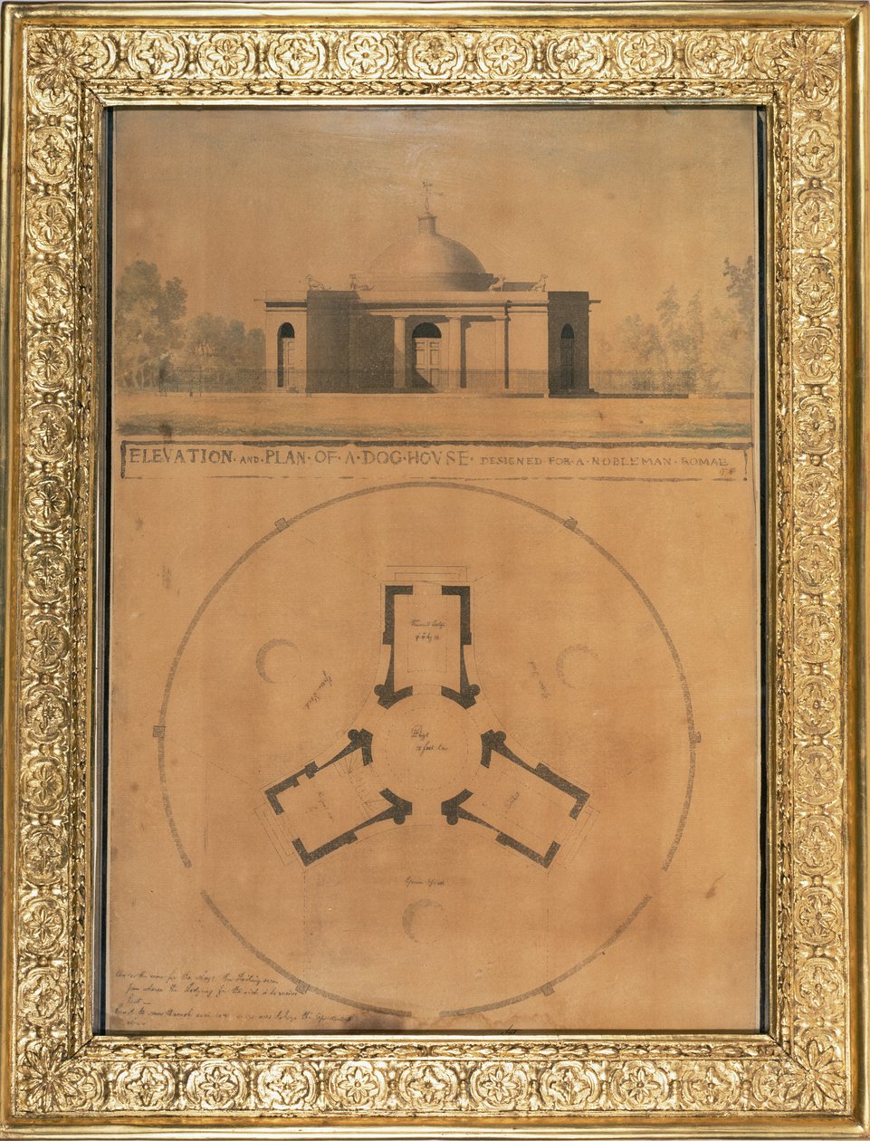 Opstand en Plan van een Hondenhok, 1779 door John Soane