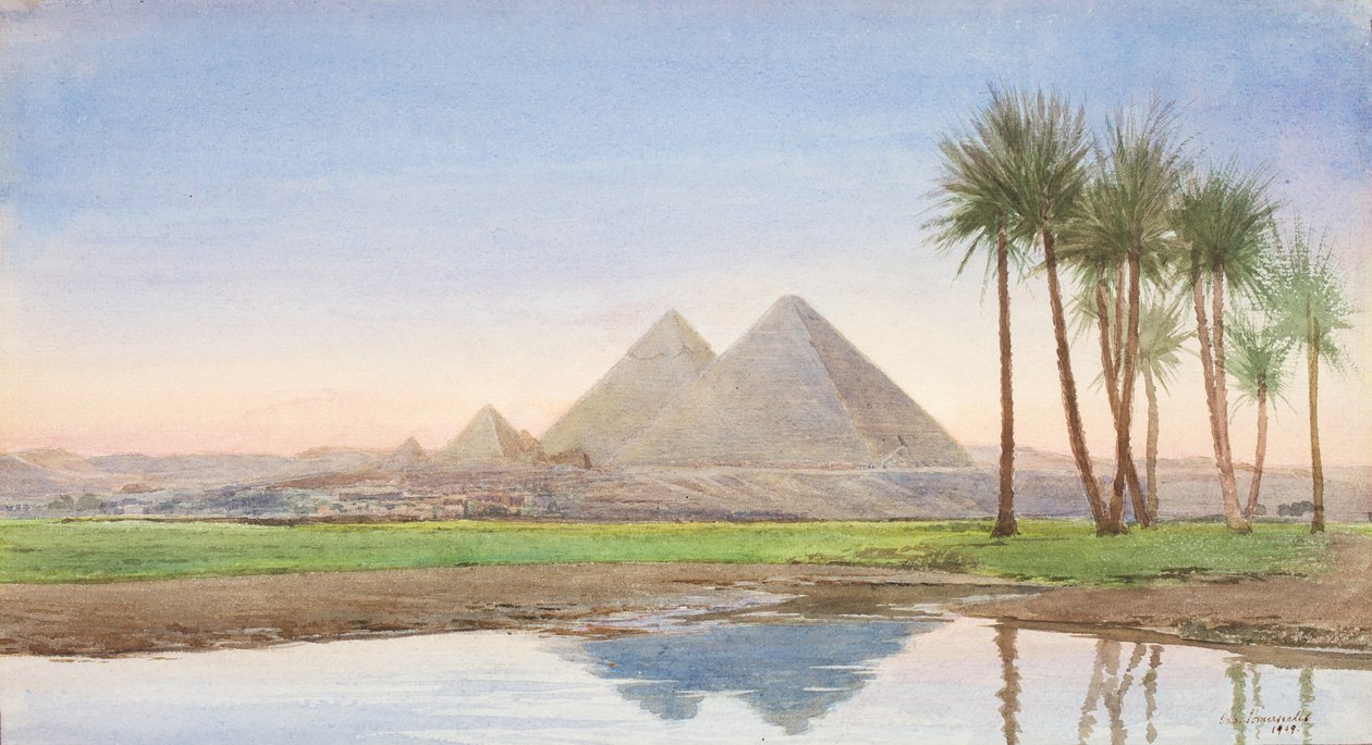 De Piramides van Gizeh (2e studie), c.1907-10 door John Somerscales