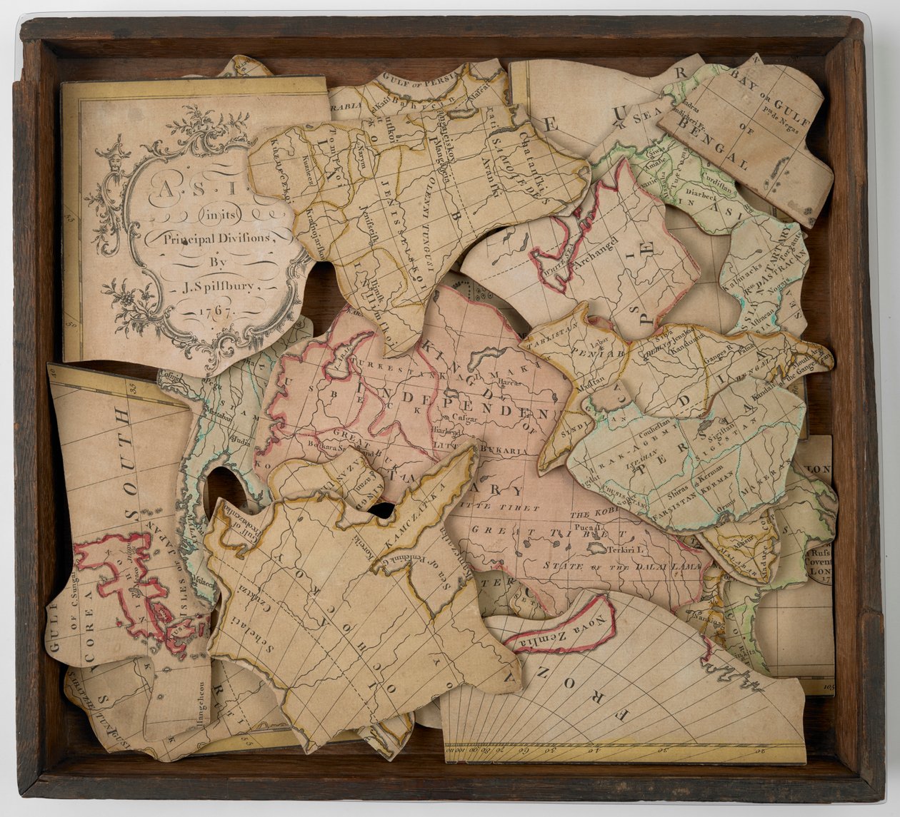 Een kaart van Azië in de vorm van een legpuzzel door John Spilsbury