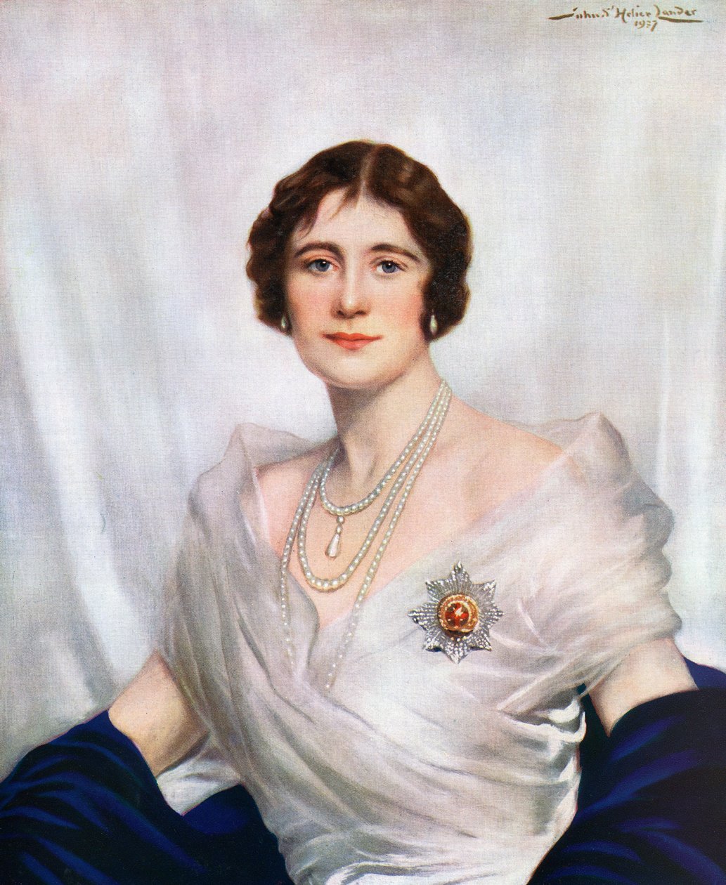 Kroningsportret van koningin Elizabeth, de koningin-moeder in 1937 door John St. Helier Lander