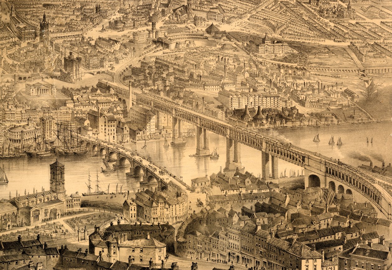 Newcastle upon Tyne tijdens het bewind van Koningin Victoria, 1864 door John Storey