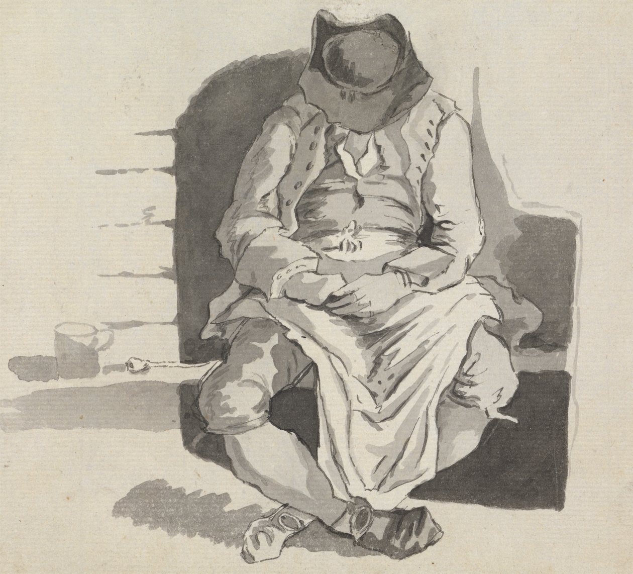 Studie van een slapende man op een bank door John Taylor