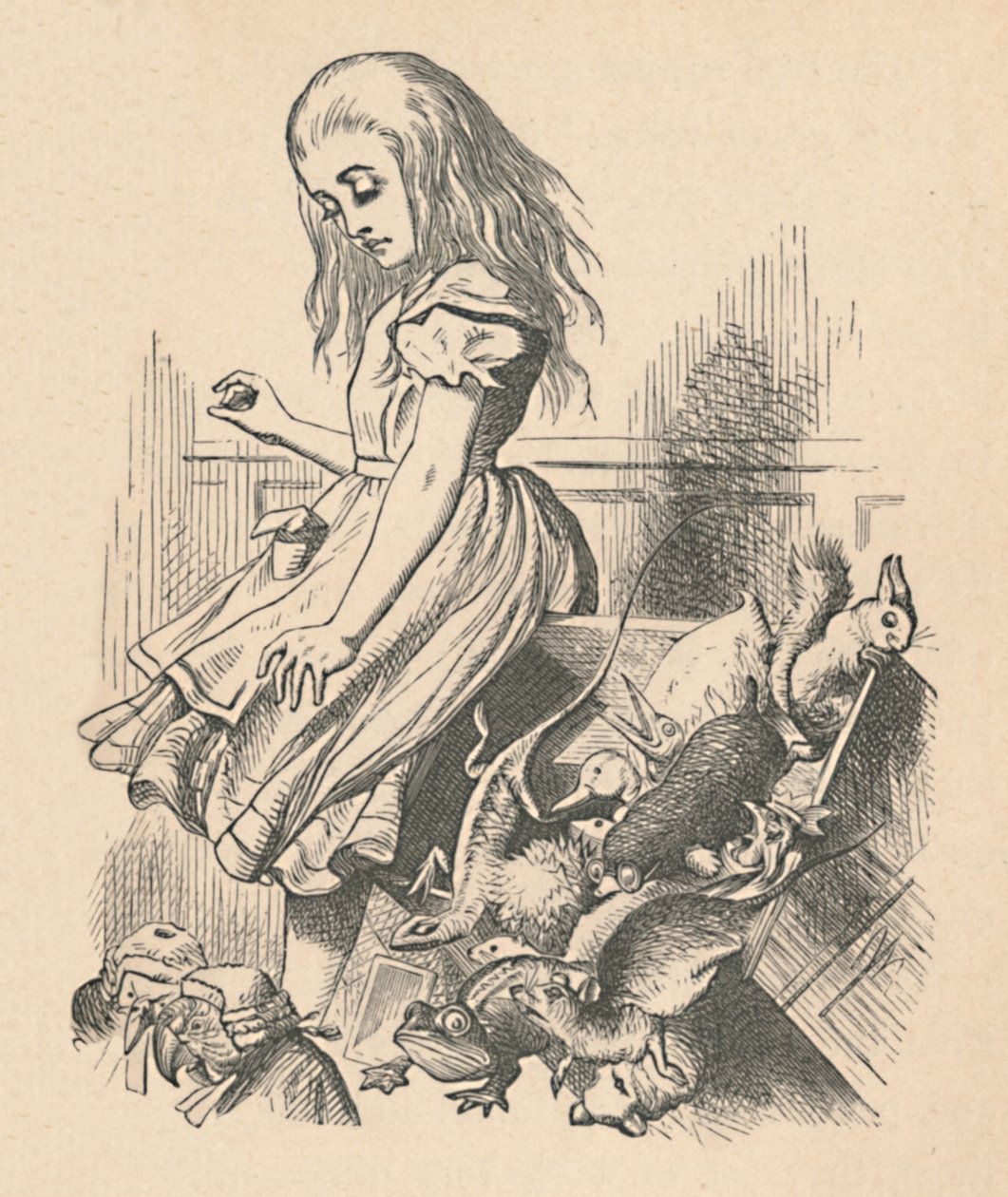 Alice en dieren. Chaos en het hof door John Tenniel