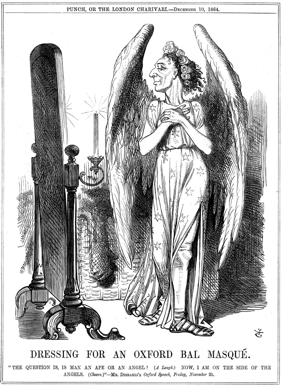 Benjamin Disraeli, Britse conservatief, cartoon uit Punch, 1864 door John Tenniel