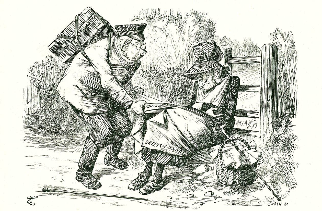 Duitsland steelt de positie van Groot-Brittannië als wereldleider in handel en productie. Cartoon door John Tenniel uit Punch, 5 september 1896. door John Tenniel