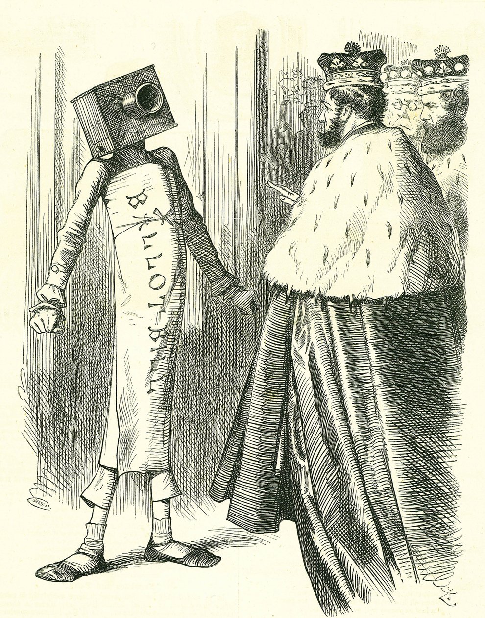 Het Stembiljet staat op tegen het Hogerhuis. John Tenniel cartoon uit 