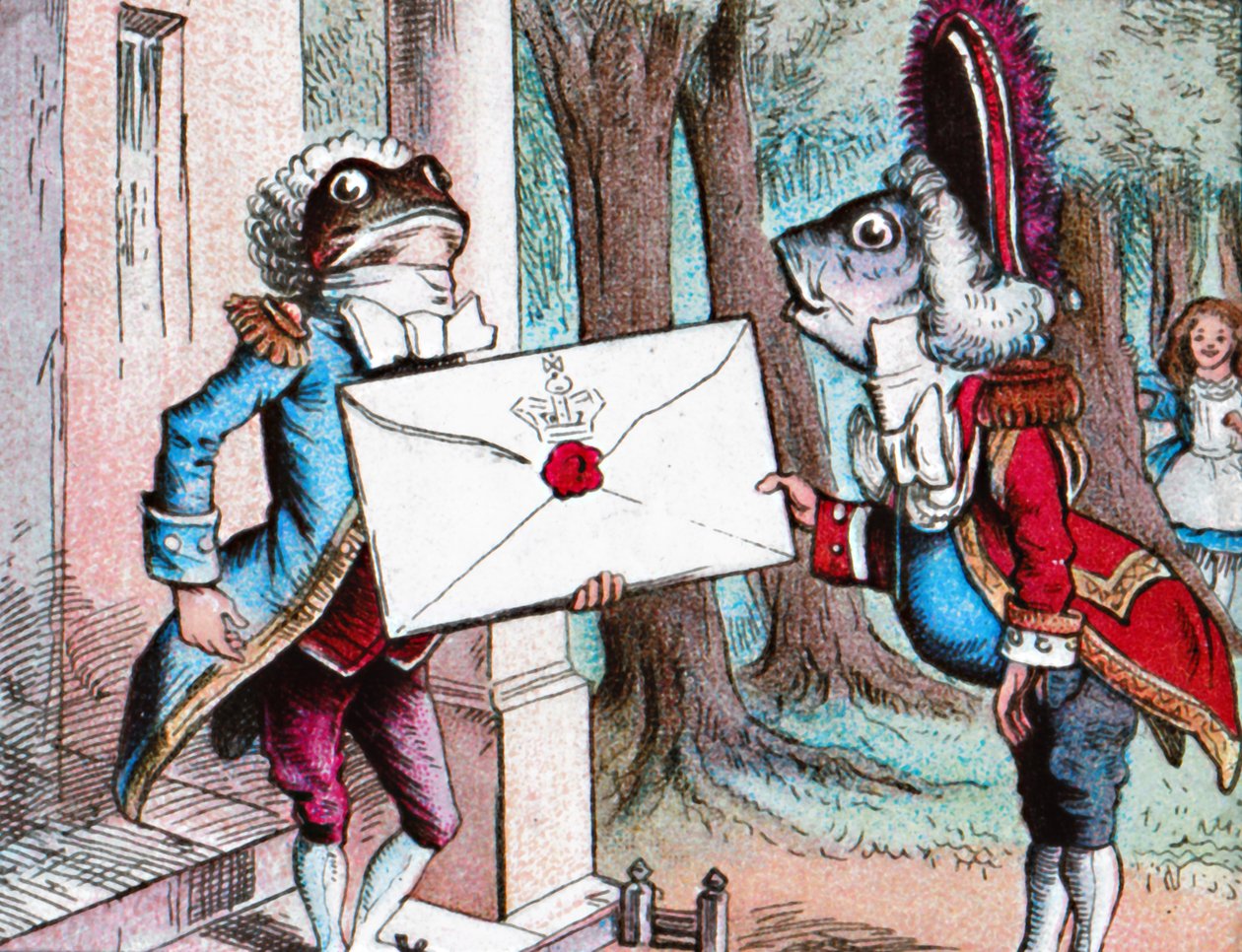 De Kikker Lakei bezorgt de uitnodiging, ca. 1910 door John Tenniel