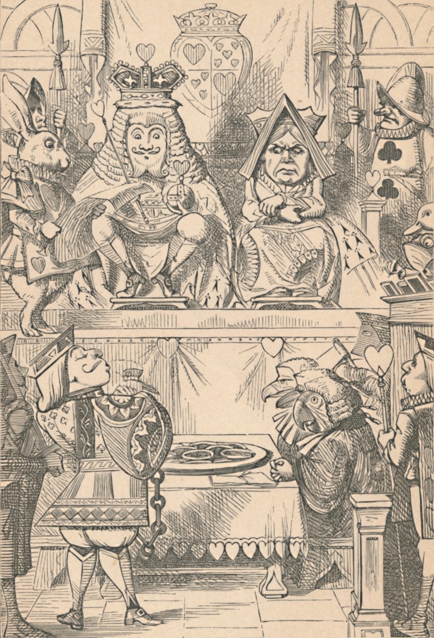 De Koning en Koningin van Harten in de Rechtbank, 1889 door John Tenniel